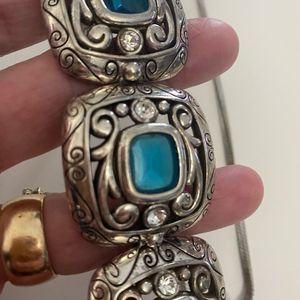 EUC BRIGHTON AZURE Silver Aqua Blue Panel Collection necklace/bracelet set, RARE